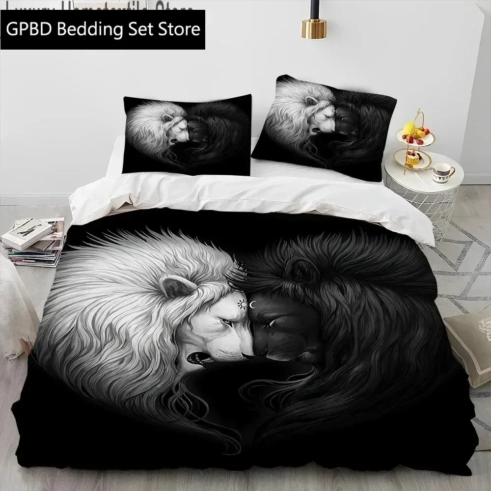 

3D Print Tiger Leopard Wolf Animal Luxury Comforter Bedding Set,Duvet Cover Bed Quilt Cover Pillowcase Queen Size Bedding Set