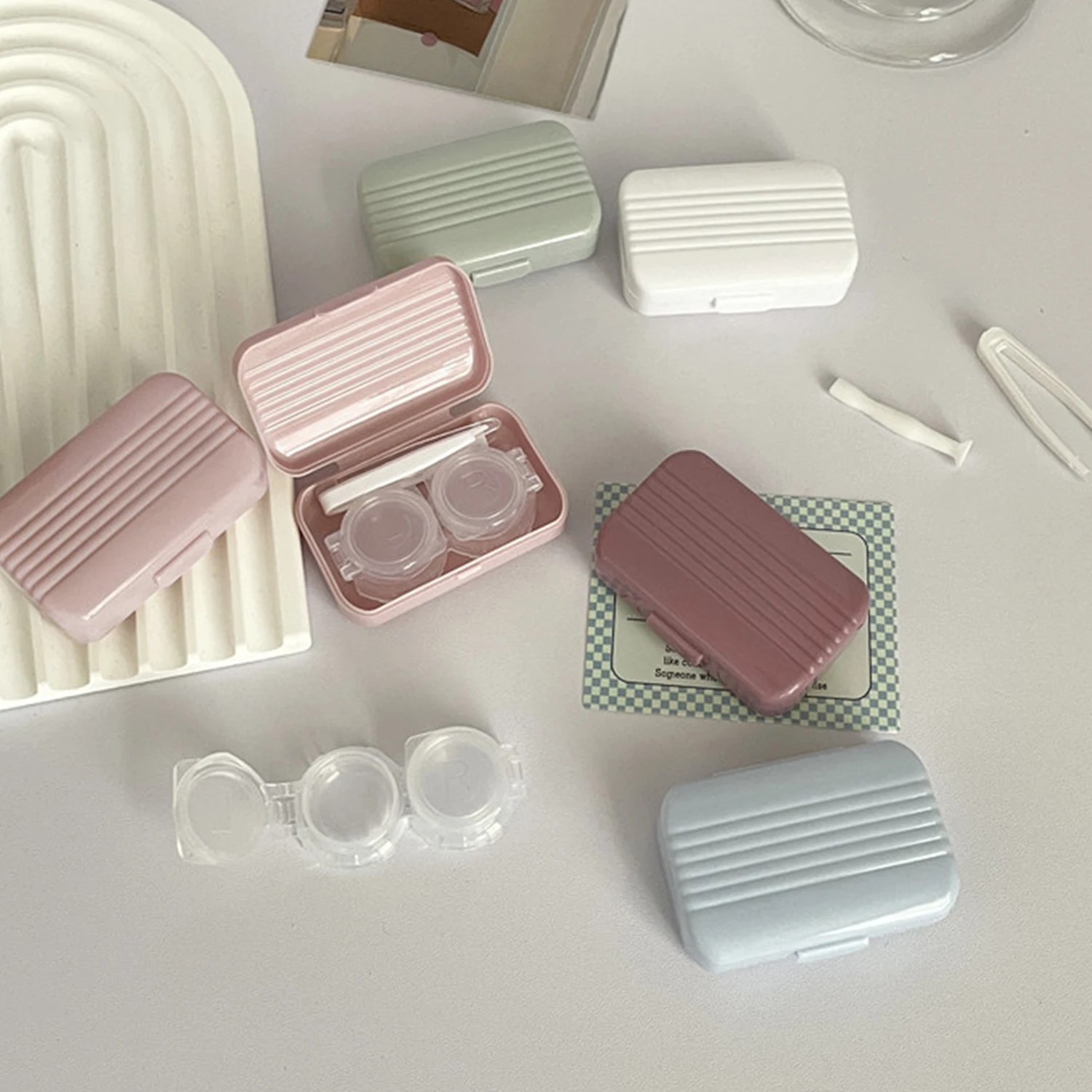 Portable Glasses Case Retro Simple Candy Color Compact Contact Lens Case Partner Box Pupil Care Flip Cover