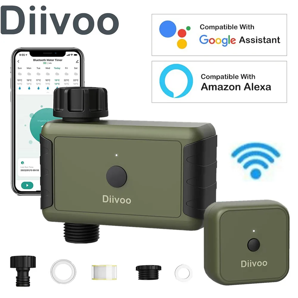 

Diivoo-Garden Watering Timer, Smart Sprinkler, Drip Irrigation System, Outdoor Automatic Irrigation Equipment with Rain Delay