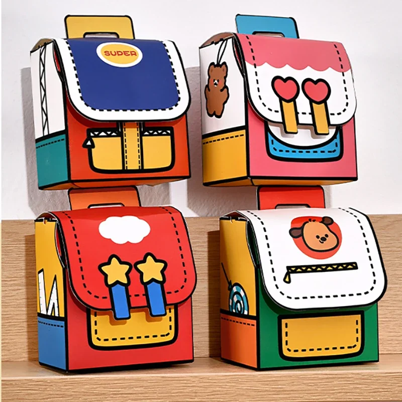 Cute Portable School Bag Candy Cookie Box Gift Packing Boxes for Kids