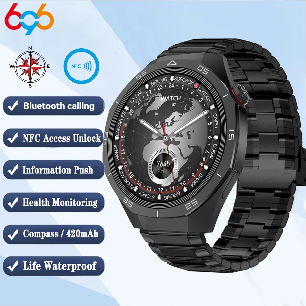 

Уличные умные часы с компасом для мужчин и женщин, NFC-карта, навигация, умные часы с синим зубом, спортивный фитнес, монитор сердечного ритма, музыка