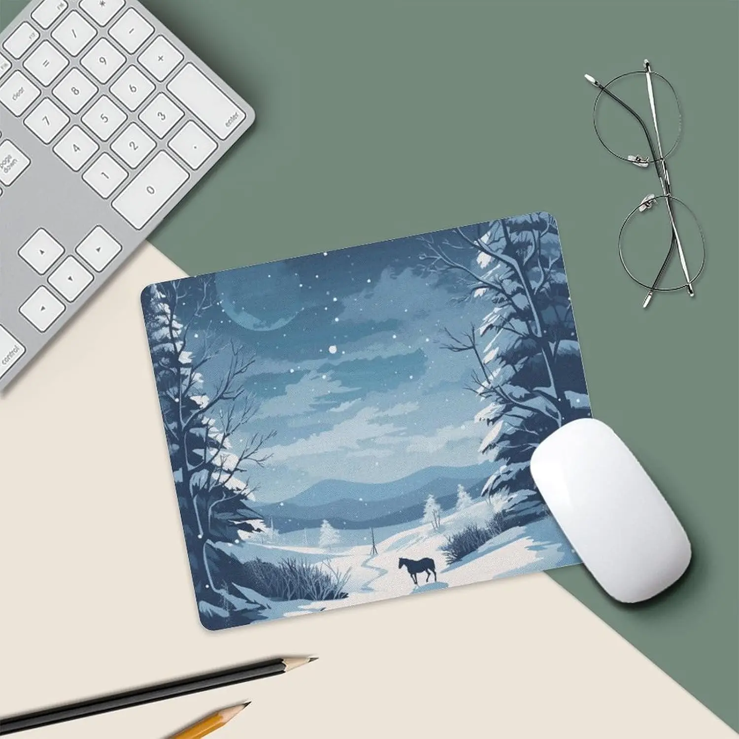 small Square landscape computer mouse pad with anti-slip and wear-resistant rubber base with seam edge game desk pad protection