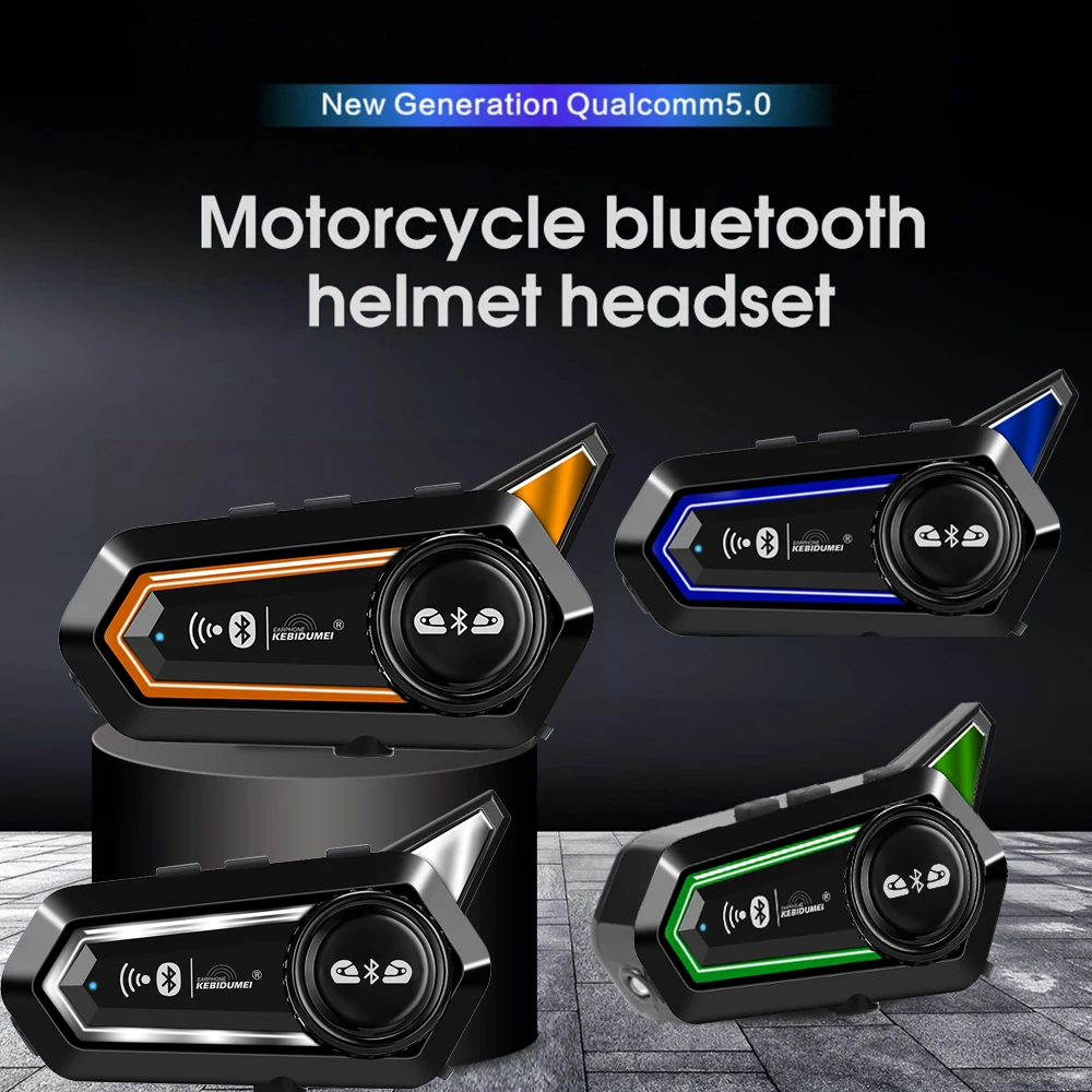 Motorcycle Helmet Headset Stereo Bluetooth5.0 Hands Free Call Waterproof 1000mAh With Tri-Color Ambient Light Handsfree Call