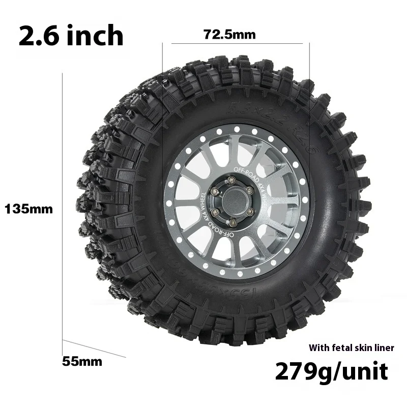 1/8-1/7 Climbing Car 2.6-Inch Metal Wheel Tires Leilaluo Mk07 Megasin H8h Ut4 Easy Control 4083 Modified Parts