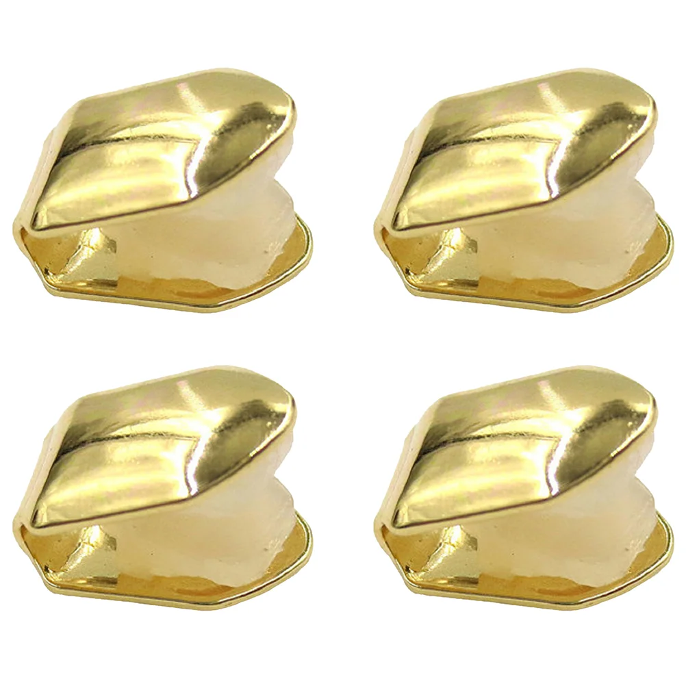 4 Pcs Gold Braces Dental Jewelry Hip Hop Teeth Grills Plated Caps Environmental Copper Hip-hop Style