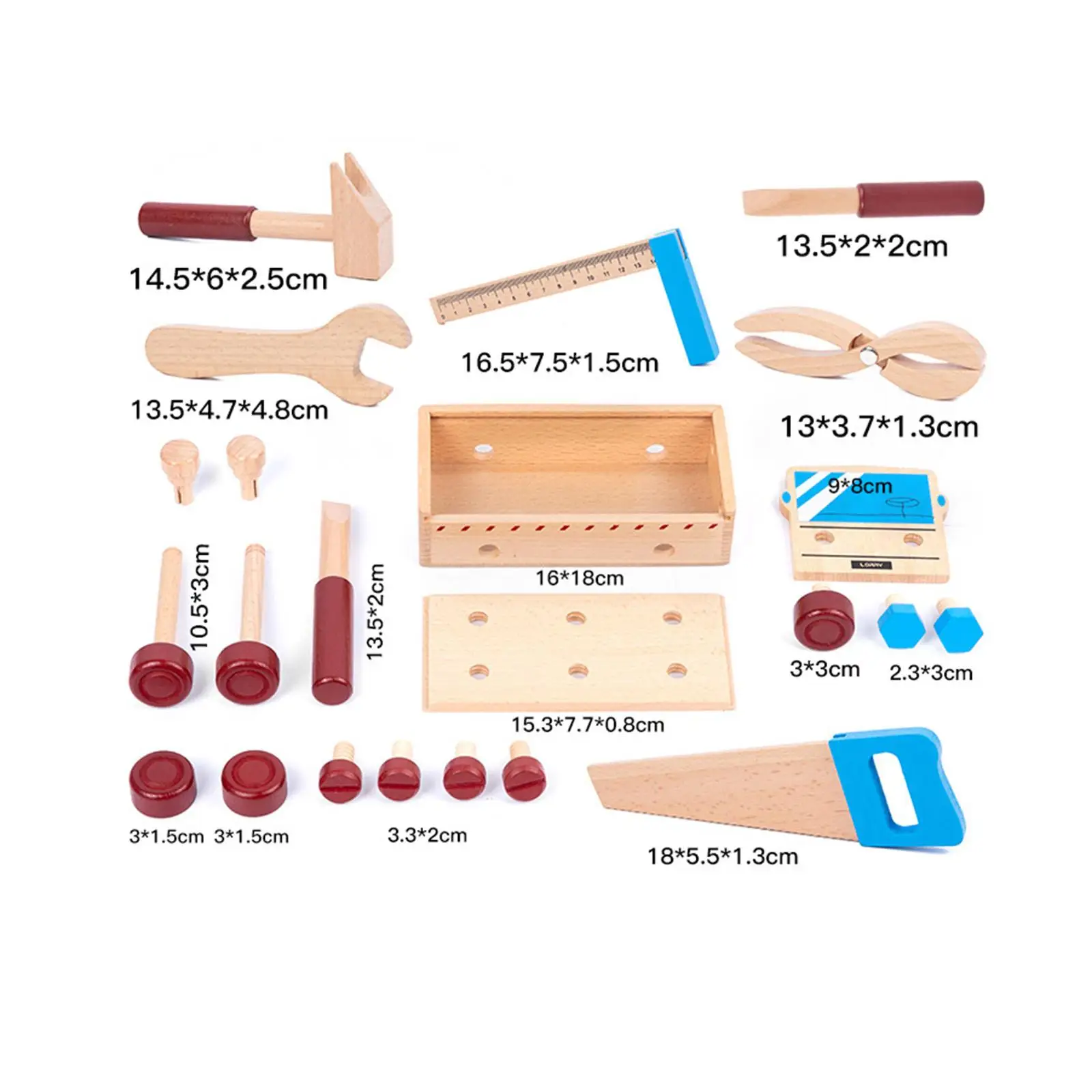 Wooden Nuts and Bolts Set Building Construction Sets Toys Travel Toy Tool Box Toys for Boys Kids Girls Toddlers Children