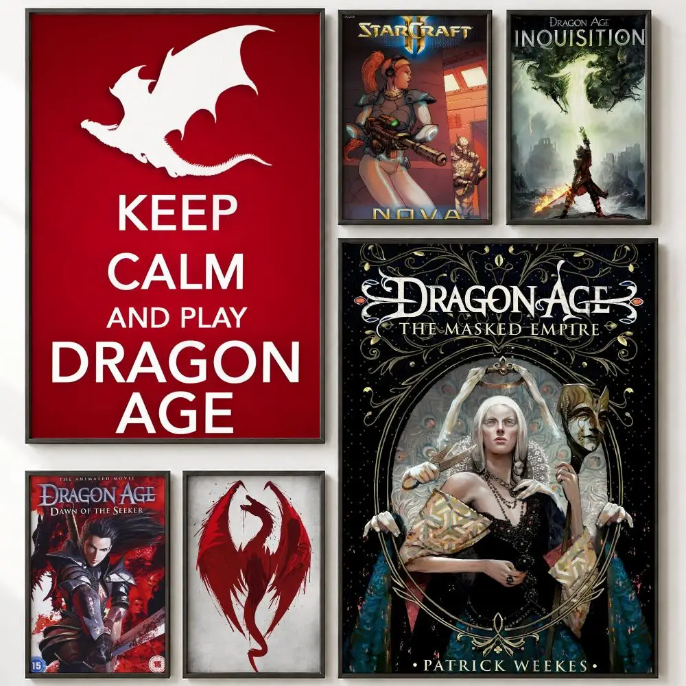 RPG Video Game Dragon Age Poster HD poster wall art self-stick no-residue for home cafe office great gift