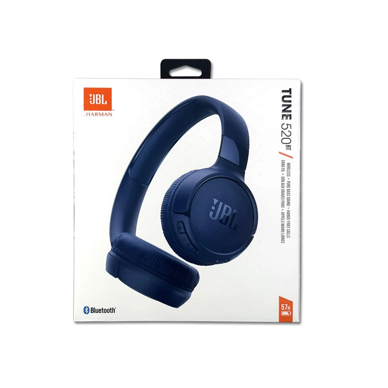 JBL-Écouteurs sans fil Bluetooth TUNE 520BT pour garçons et filles, 100% d'origine, casque de sport de musique avec microphone