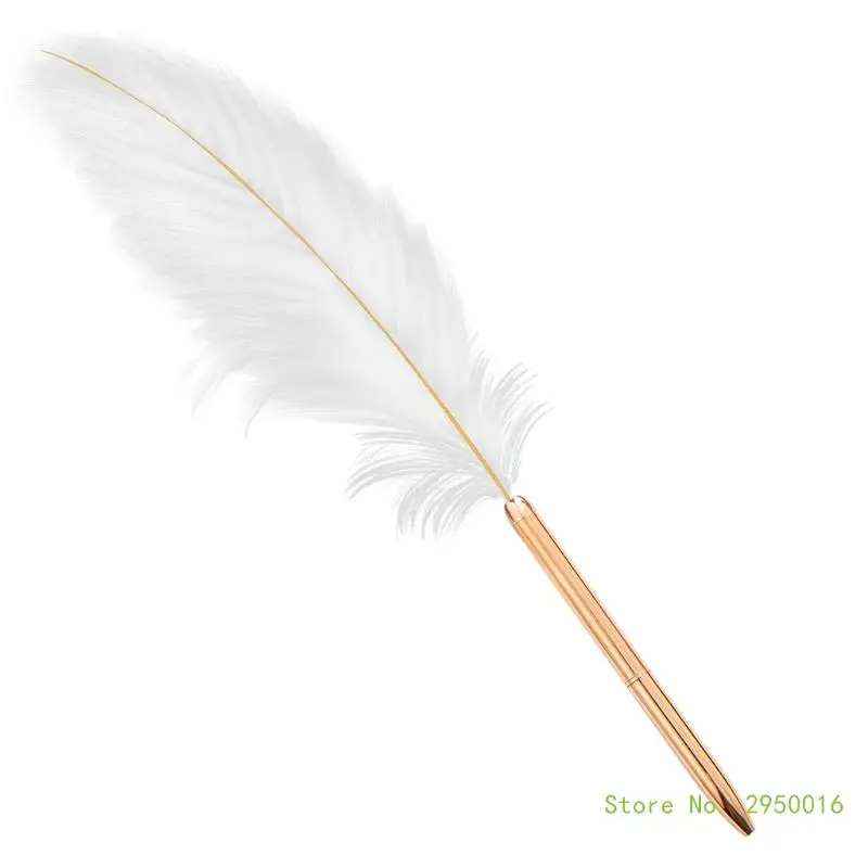 Stylish White Feather Ballpoint Pen Wedding Writing Pen Business Signature Pen School Supplies