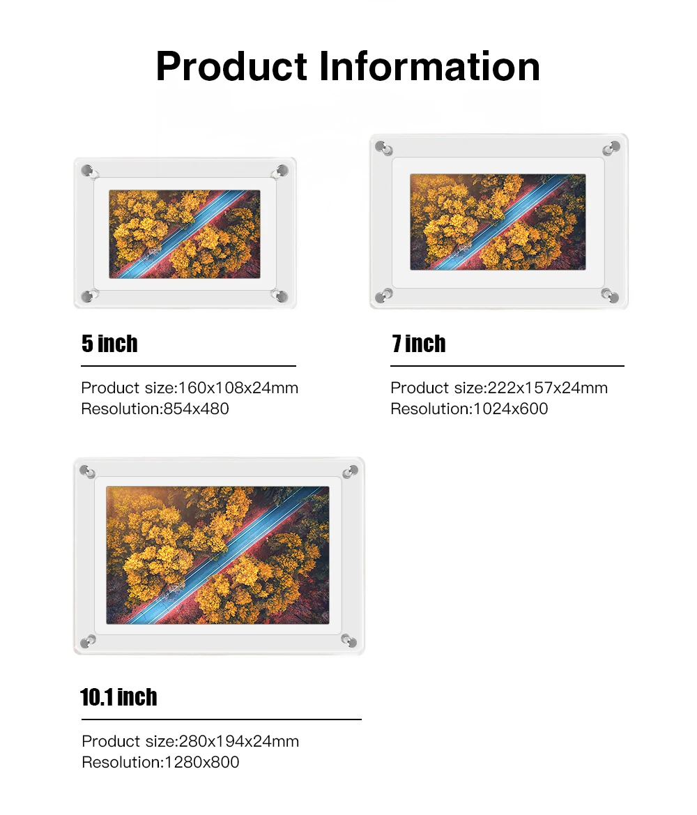 Acrylic Digital Photo Frame 5 and 7 Inch IPS Screen 4GB Memory Rechargeable Battery Auto Rotate Portable Digital Picture Frame