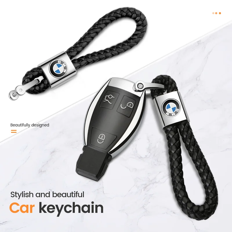 2024 Man Women Leather Rope Keyring Key Chain Ring Car Logo Keychain For BMW E39 E46 E36 E53 E90 E60 E61 E93 E87 X1 X3 X5 X6 X7