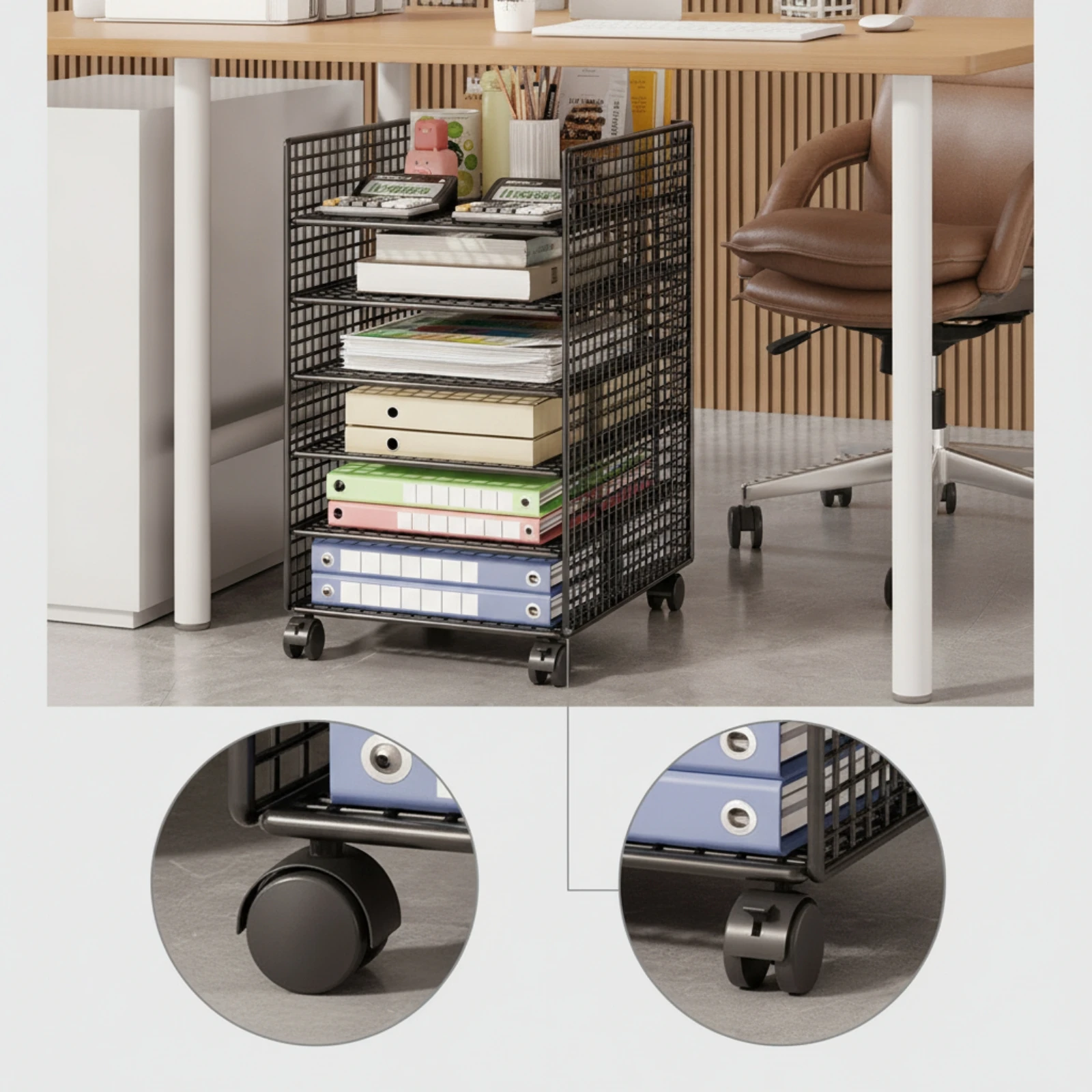 Fotografia 5: Organizador de Arquivos para Abaixo da Mesa, Economizador de Espaço, Organizador de Arquivos de Seis Camadas com Prateleiras, Slim e Durável