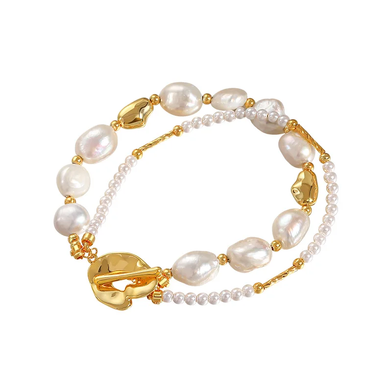 

Double-layer Shijia natural pearl bracelet niche high-end French fashion versatile designer jewelry women