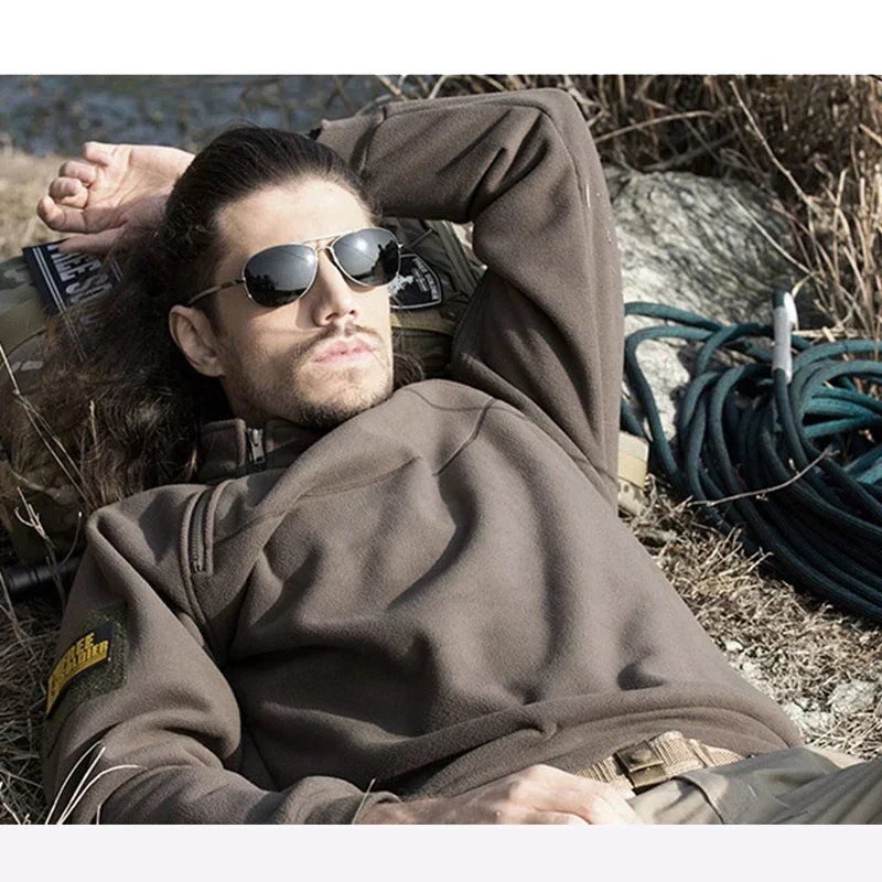 Men's Fleece Tactical Sweater Jacket Sweatshirts Thermal Pullover Casual Autumn Winter Men Coat Streetwear