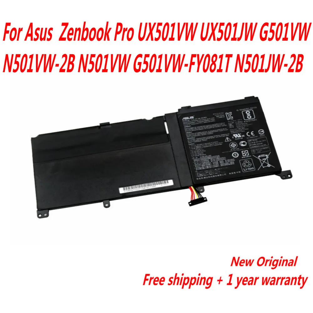 NEW C41N1524 Laptop Battery For Asus Zenbook Pro UX501VW UX501JW G501VW N501VW-2B N501VW G501VW-FY081T N501JW-2B G60V