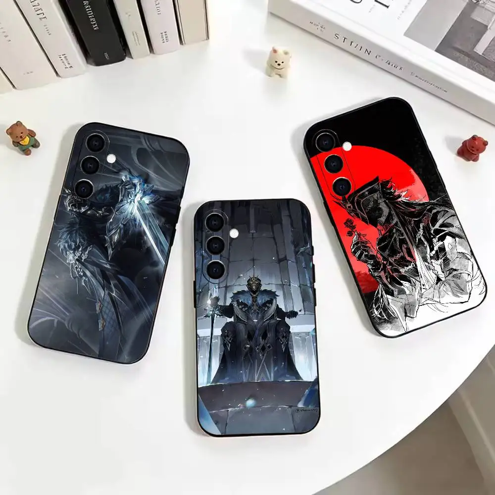 II Capitano Genshin  Soft Silicone phone Case for Samsung Galaxy A73//A72/A70/A53/A52/A51 - Black