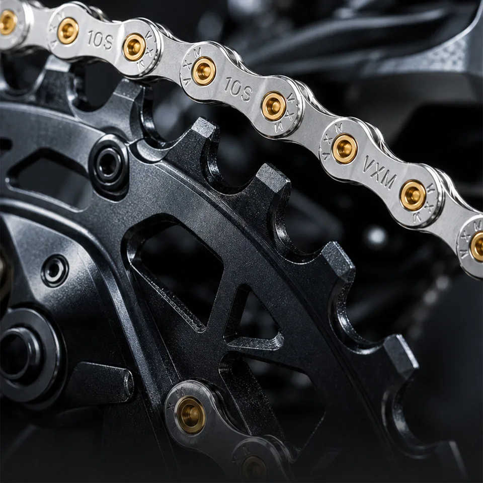 Fully Electroplated Silver Gold Pin Shaft Chain Single Speed/8/9/10 Variable Speed Bike Chain Riding Mountain Bike Road Bike