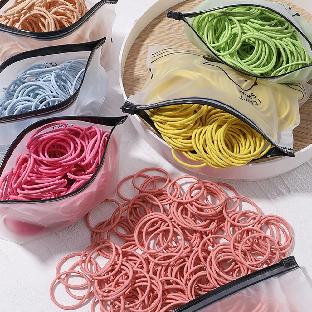 50Pcs Girls Candy Color Hair Bands 3.8cm Elastic Rubber Band Hair Band Children Ponytail Holder Bands Baby Hair Accessories