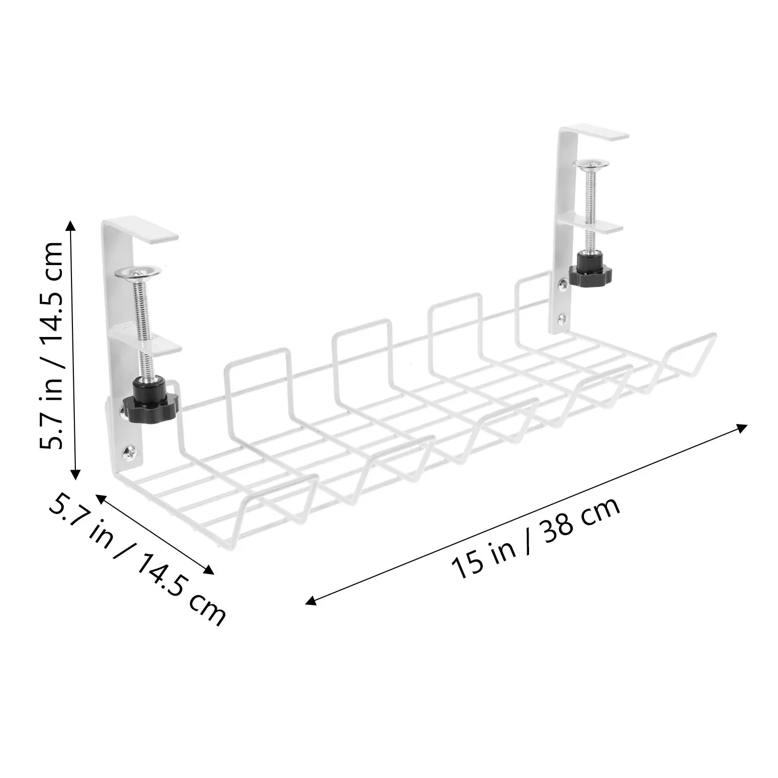 Carbon Steel Large Under Desk Wire Cable Organizer Storage Rack Surge Protector Holder Office Home Cable Management