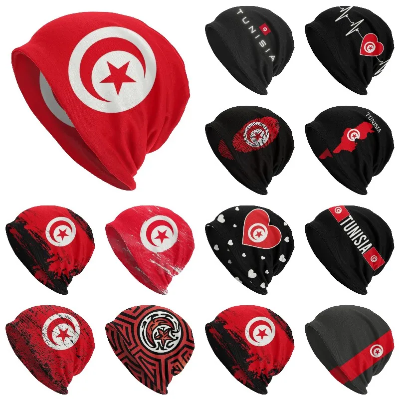 Tunisia Flag Skullies Beanies Hat Hip Hop Winter Warm Men Women Knit Hats Unisex Adult Tunisian Patriot Bonnet Cap