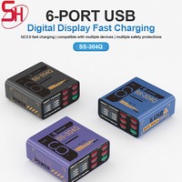 Sunshine SS-304Q 6 Port USB Smart Lightning Charger Multi-device Compatibility QC 3.0 Fast Charging for Mobile Phone Repair
