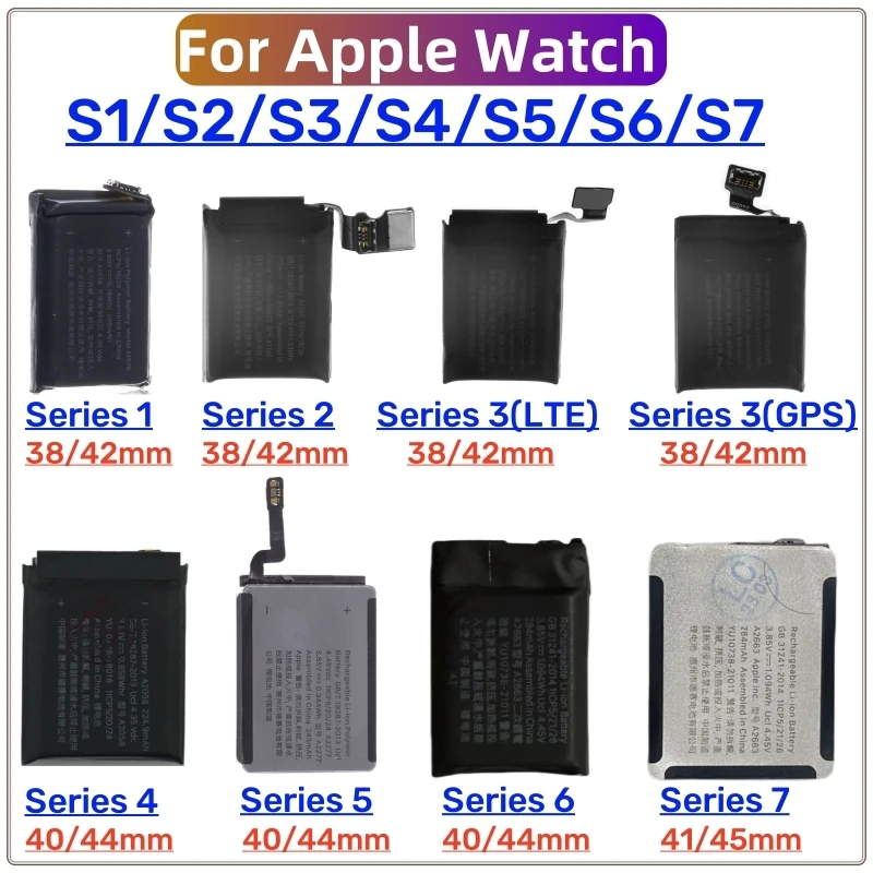 1 قطعة بطارية لساعة أبل سلسلة 1 2 3 4 5 SE 6 7 8 9 iWatch Batteria S1 S2 S3 LTE S4 S5 S6 S7 S8 S9 38 40 42 44 41 45 مللي متر #1