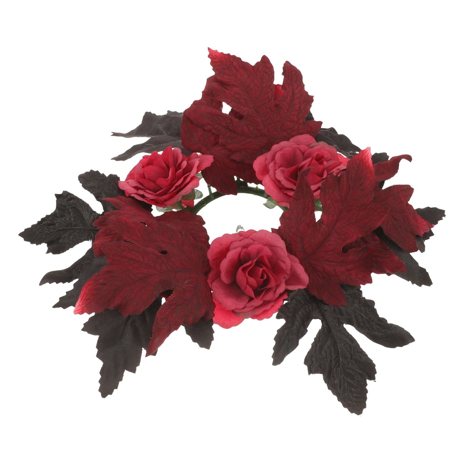 

Halloween Table Centerpiece Candlestick Fall Rings Artificial Leaf Wreath for