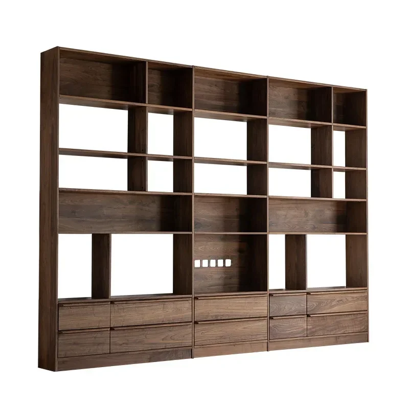 

Nordic all solid wood black walnut bookshelf floor to wall shelf simple full wall bookcase storage rack display rack