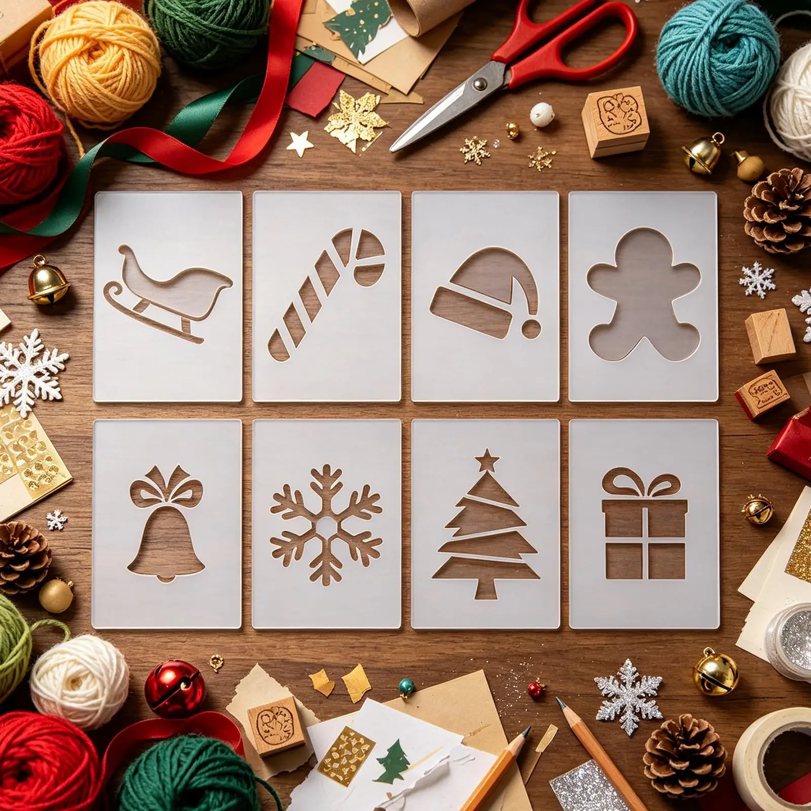 Christmas Acrylic Router Templates 8 Pieces Smooth Transparent Christmas Valentine Snowflake Tree Sewing Templates For Home