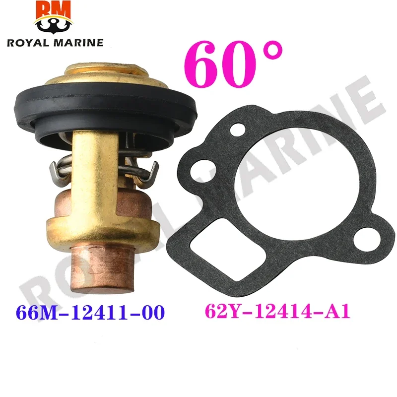 6G8-12411 Thermostat 60°C 66M-12411-00-00 66M-12411-01-00 for Yamaha 4-Stroke 2.5HP 4HP 8HP 15HP 30HP 40HP 50HP 60HP 70HP 80HP