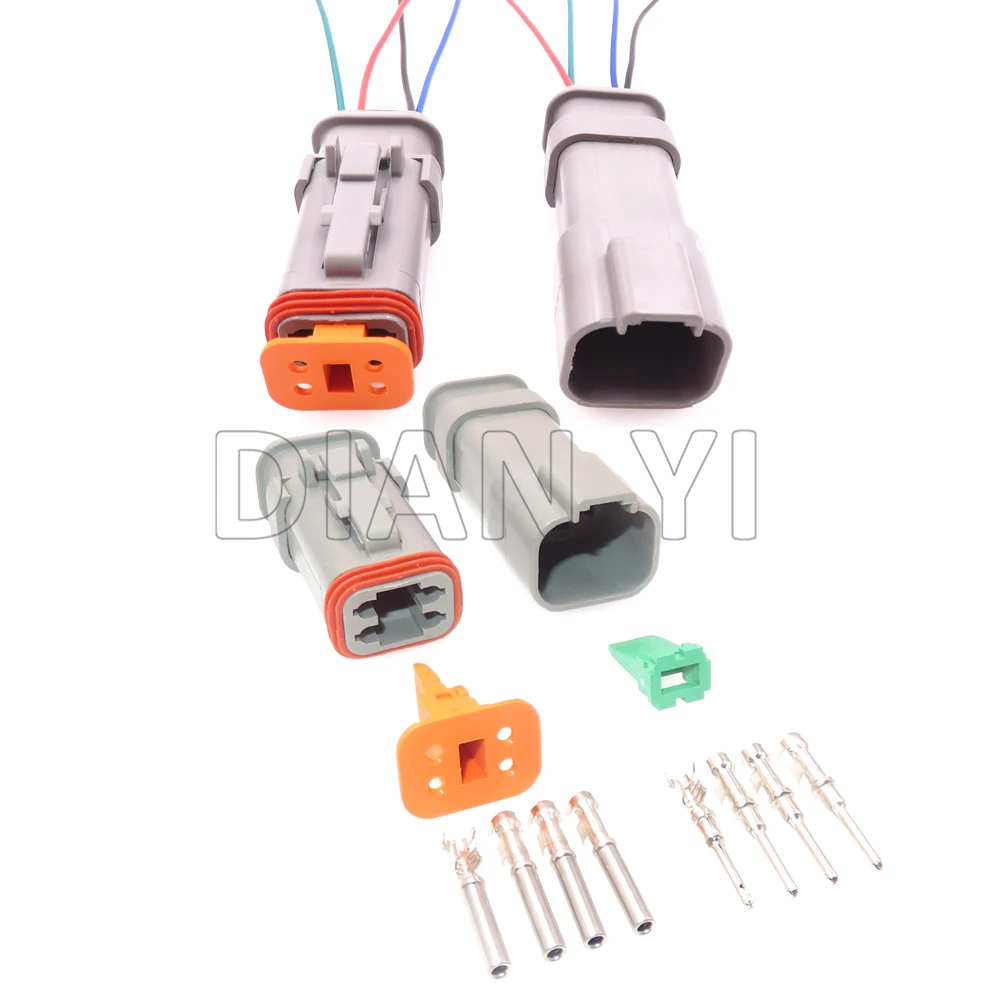 1 Set 4 Way Auto Male Female AC Assembly Docking Socket DT04-4P-E008 DT04-4S-E008 Car Sealed Connector