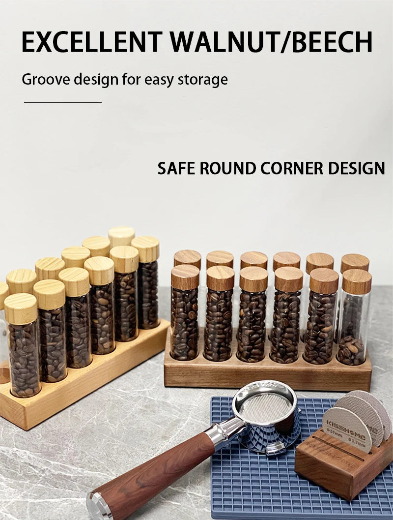 Kaffeebohnen Lagerung Container Rohr Display Rack Tee Flasche Glas Einzelne Dosis Espresso Zubehör Coffeware Set Barista Werkzeug Geschenk – Detail 4