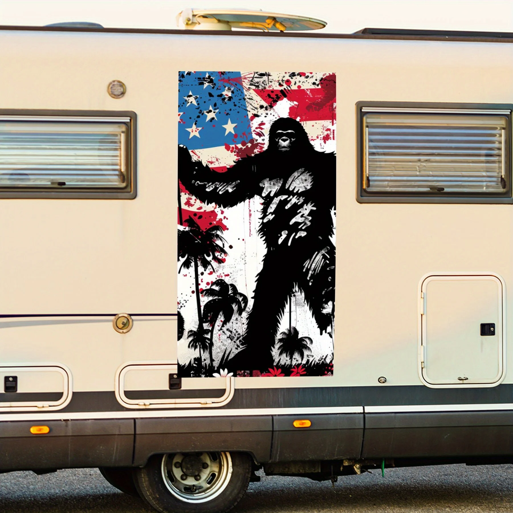 

Автомобильная наклейка Bigfoot с флагом США, виниловая наклейка на сторону моторики дома, водонепроницаемая самоклеящаяся виниловая наклейка на сторону o