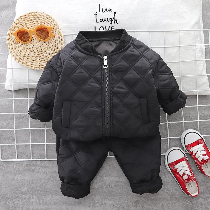 Clothing set winter thickened and warm 0-5 aged  boys casual down jacket+pants 2-piece Korean version fashionable Kids Garments