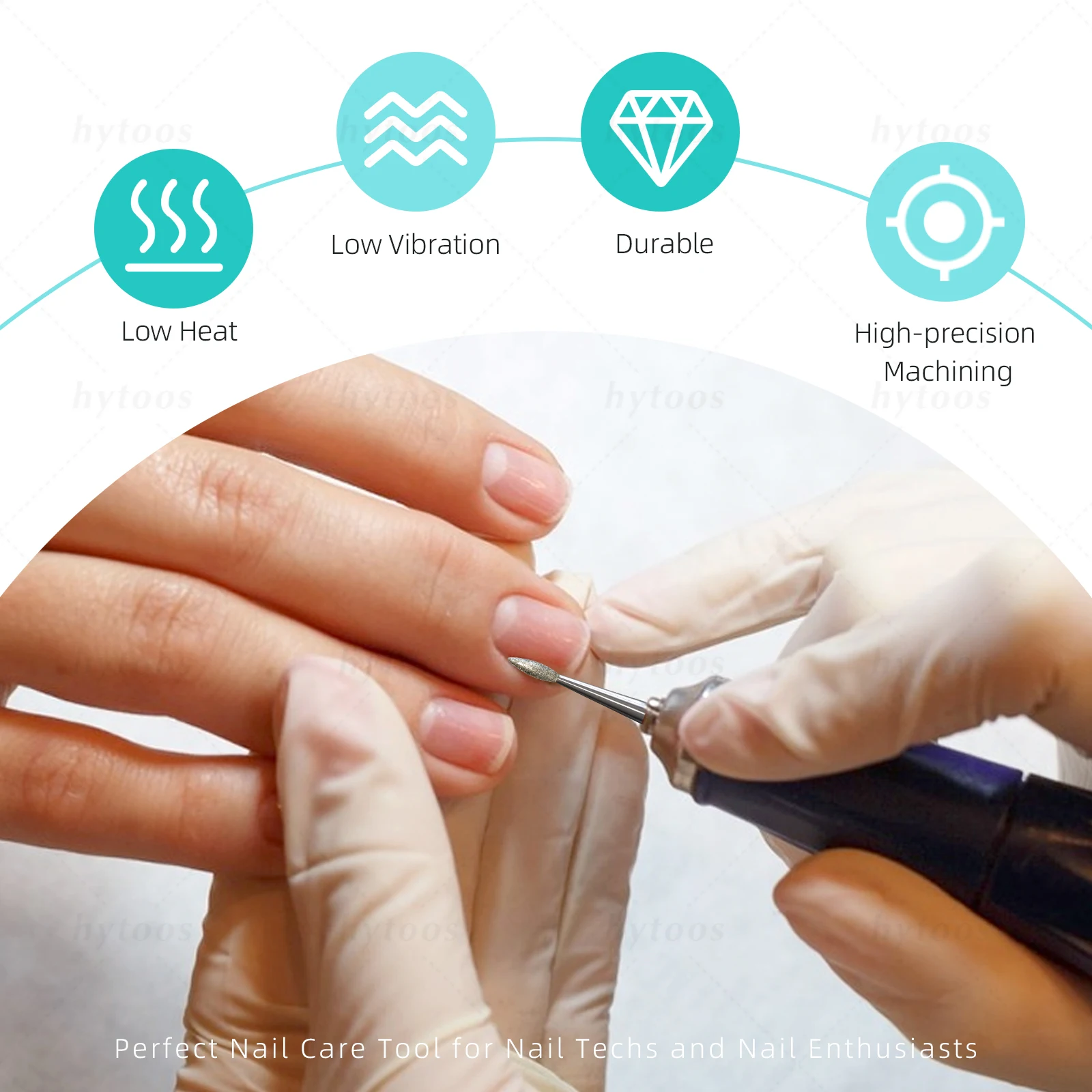 HYTOOS Diamond Cuticle Nail Drill Bits 2mm Small Flame Russian Nail Bit Professional Safety Under Nail Dead Skin Cleaner Tool