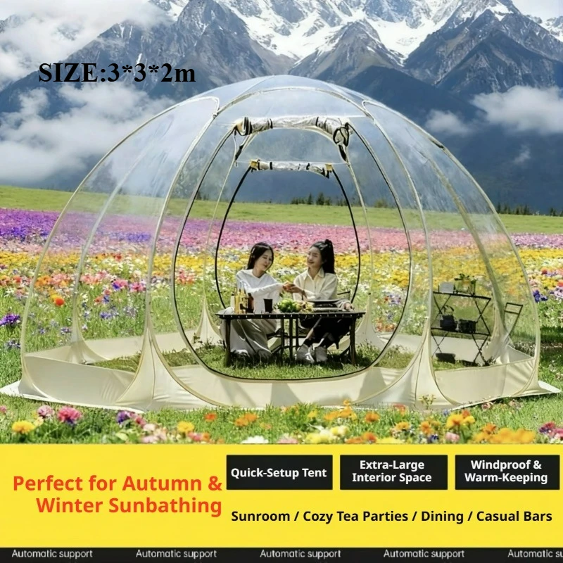 Carpa Burbuja Transparente, Domo de Camping para Observación de Estrellas, Carpa Glamping Resistente al Viento y Cálida para Alojamiento Turístico