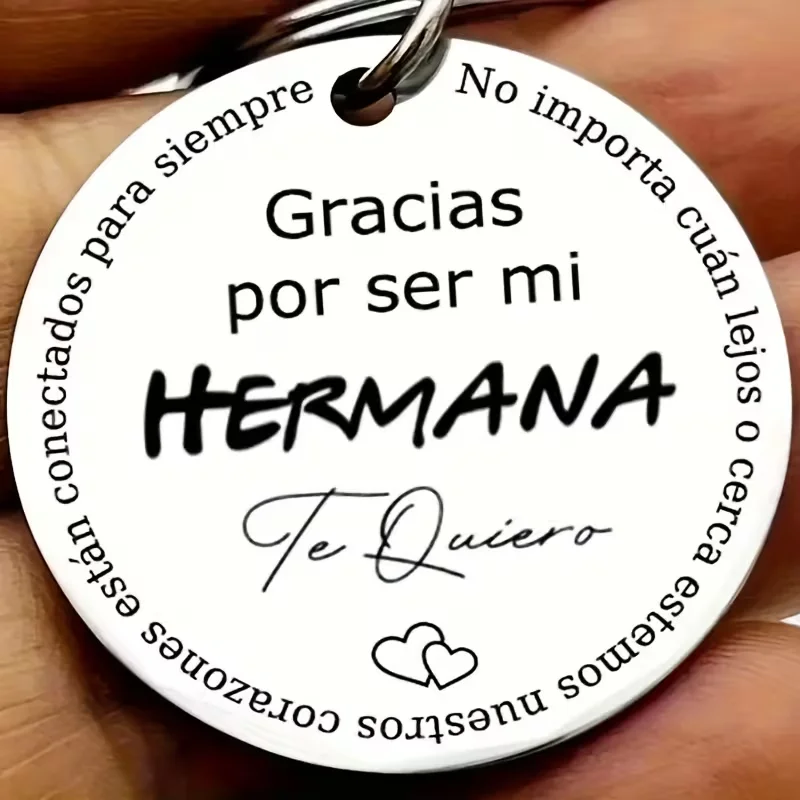 1pc Keychain Thank You For Being A Brother Sister Laser Engraved In Spanish A Round Stainless Steel Gift For Brothers Nephews