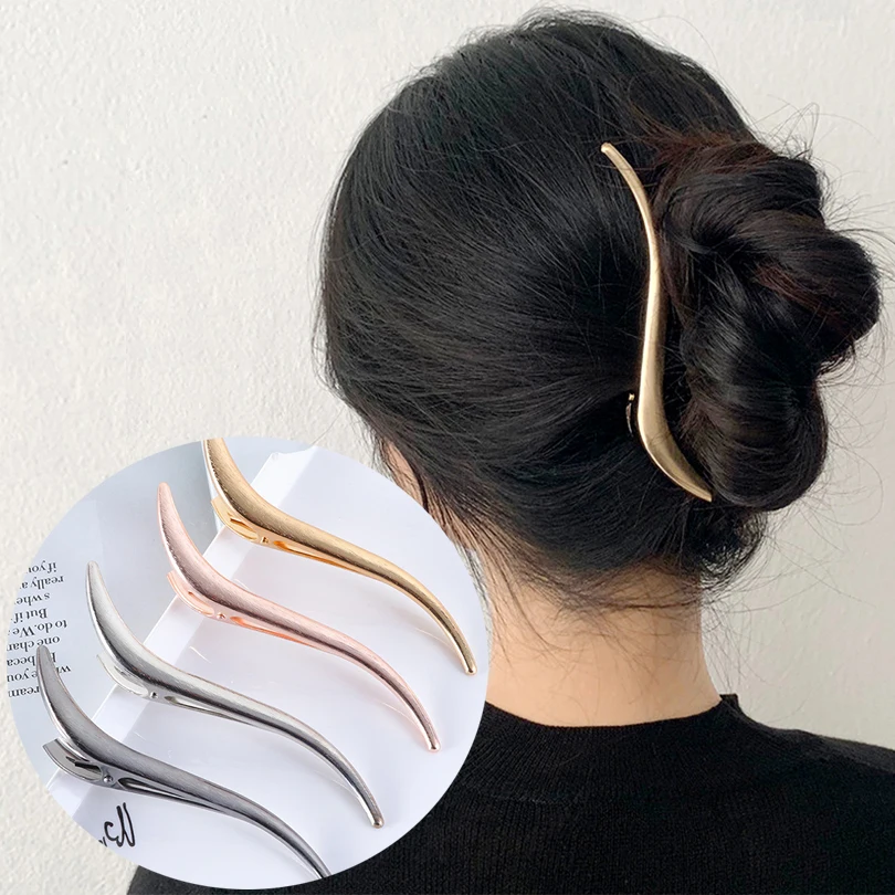 Pasadores de aleación sólida para el cabello para mujeres y niñas, horquillas de Metal, pinzas para el cabello de pico de pato de cangrejo, tocado