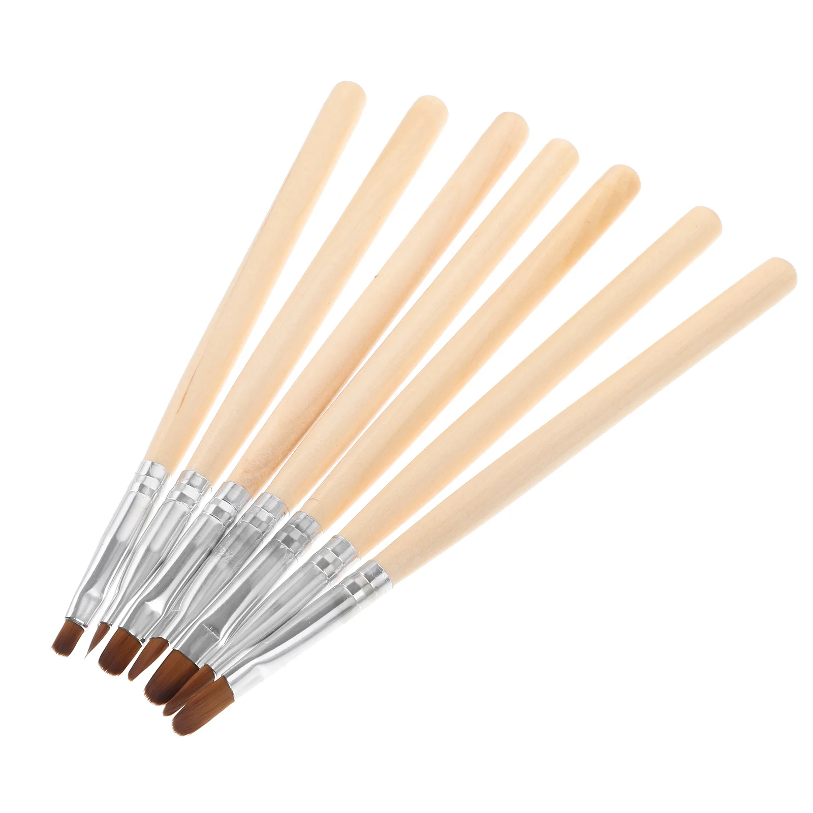 7 Pcs Nail Phototherapy Pen Wooden Color Holder Semi-circular Brush Pack Polish for Clean up Gel Fiber