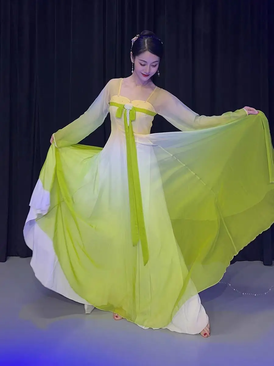 Traditional Chinese Classical Dance Costume For Women Chinese Style Stage  Outfit Showcasing An Elegant And Long Mesh Dress - AliExpress 200000532