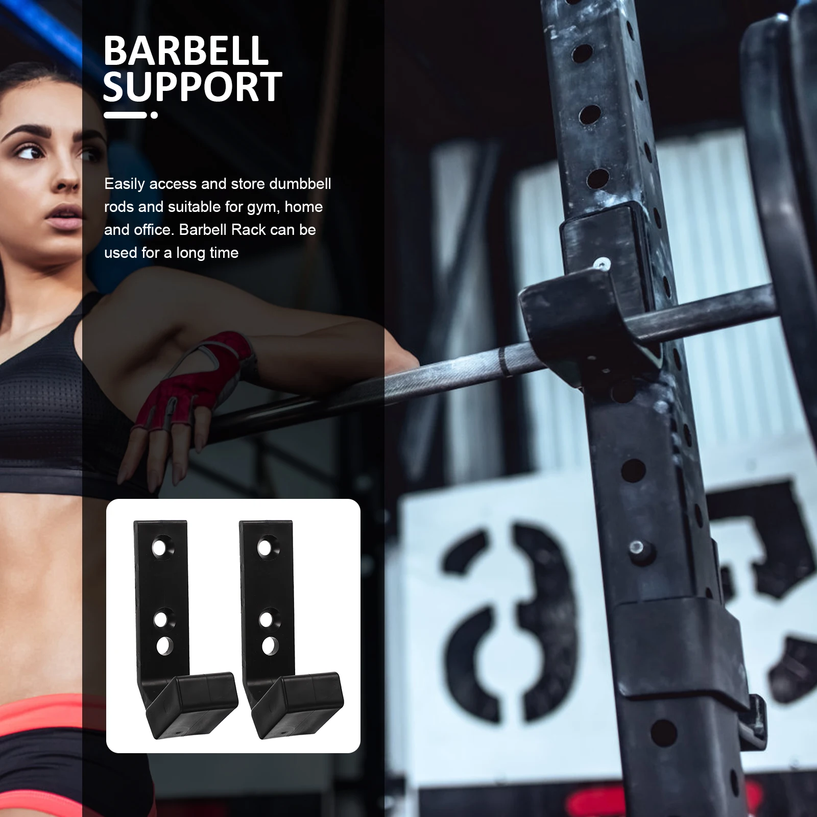 2PCS Barbell Stand Hook Gym Equipment Barbell Bracket Hooks Wall Mounted Mount Weight Bar Holder Fitness Equipment Rack Storage