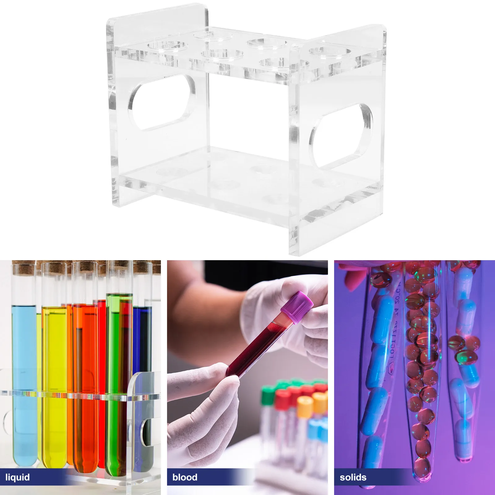 6-Hole Acrylic Test Tube Rack Clear Laboratory Stand Stable Holder for Centrifuge Tubes Test Tube Holder Laboratory Tool view 3