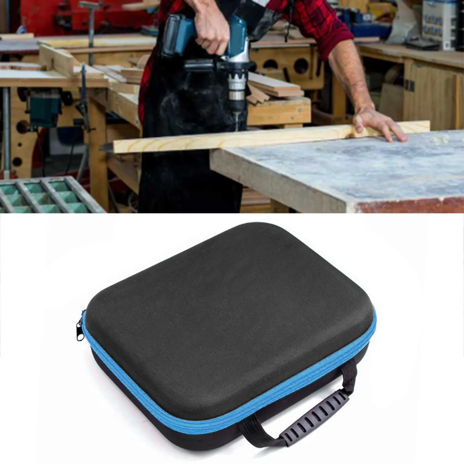 Hard EVA Tool Case Portable Tool Carrying Storage Bag for Cordless Drill Electric Scissors Light Blue Strip Electric Drill Case