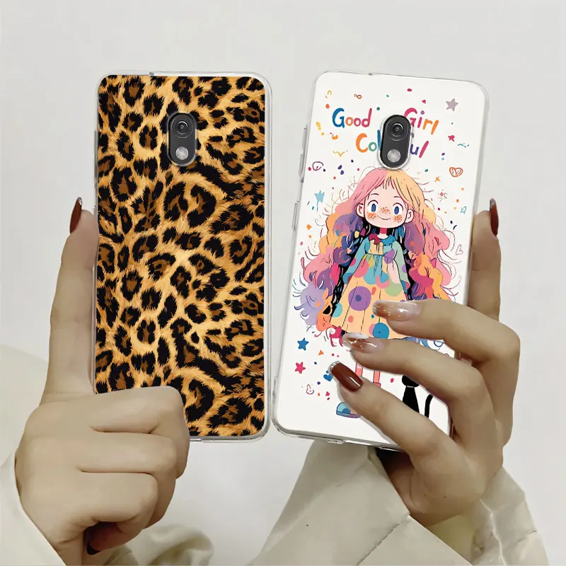 Para Nokia 215 220 235 4G 2024 funda protectora para Nokia 215 4G 2024 Funda de teléfono de silicona suave transparente de mármol Fundas de gato de la suerte