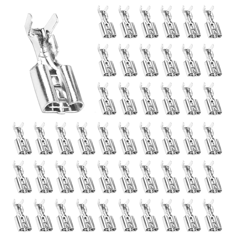 VELIF-1000Pcs 6.3Mm Uninsulated Female Spade Push On Crimp Terminal Non Insulated 2.5Mm²
