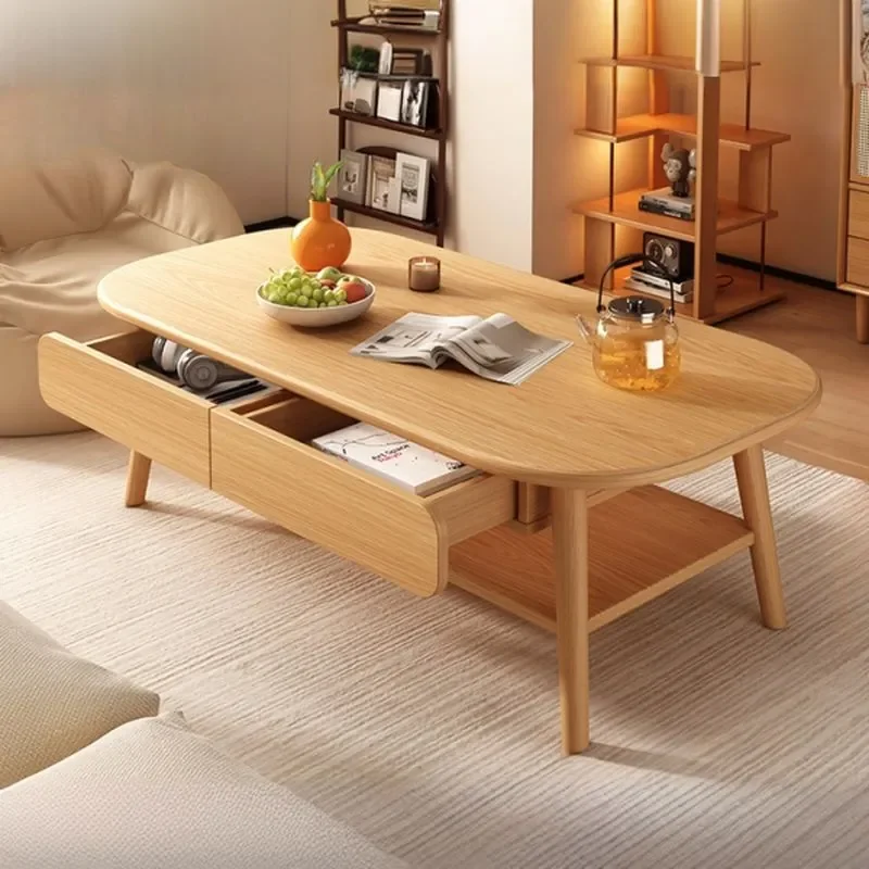 for Household Furniture Simple Design Living Room Desktop Coffee Table with Drawers Storage Family Use Cross Border