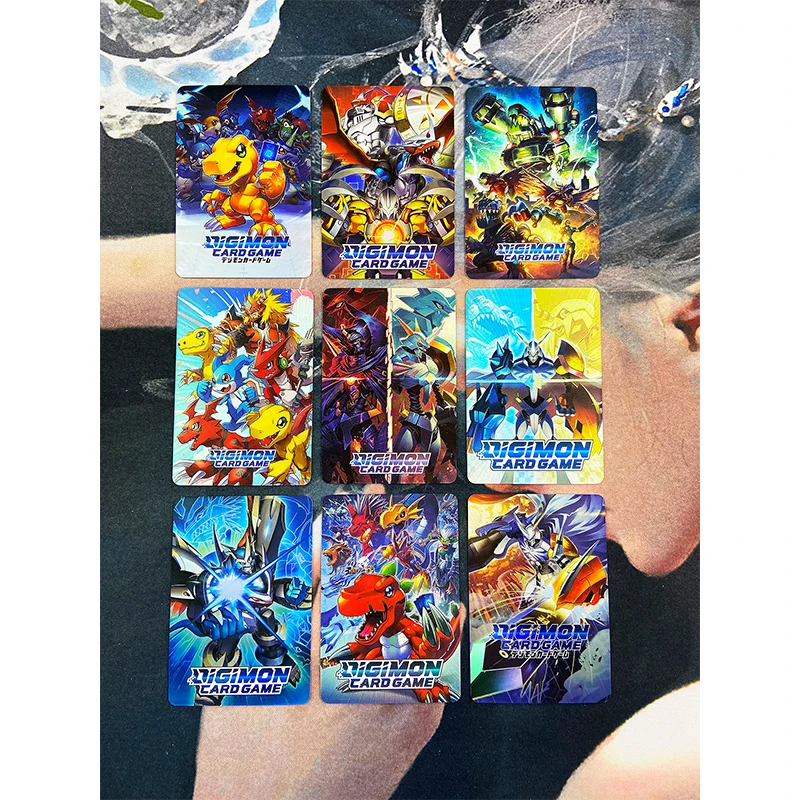 9Pcs/set Digimon Adventure Anime Characters Metal Greymon War Greymon DIY Homemade Toys Collection Card Christmas Birthday Gift