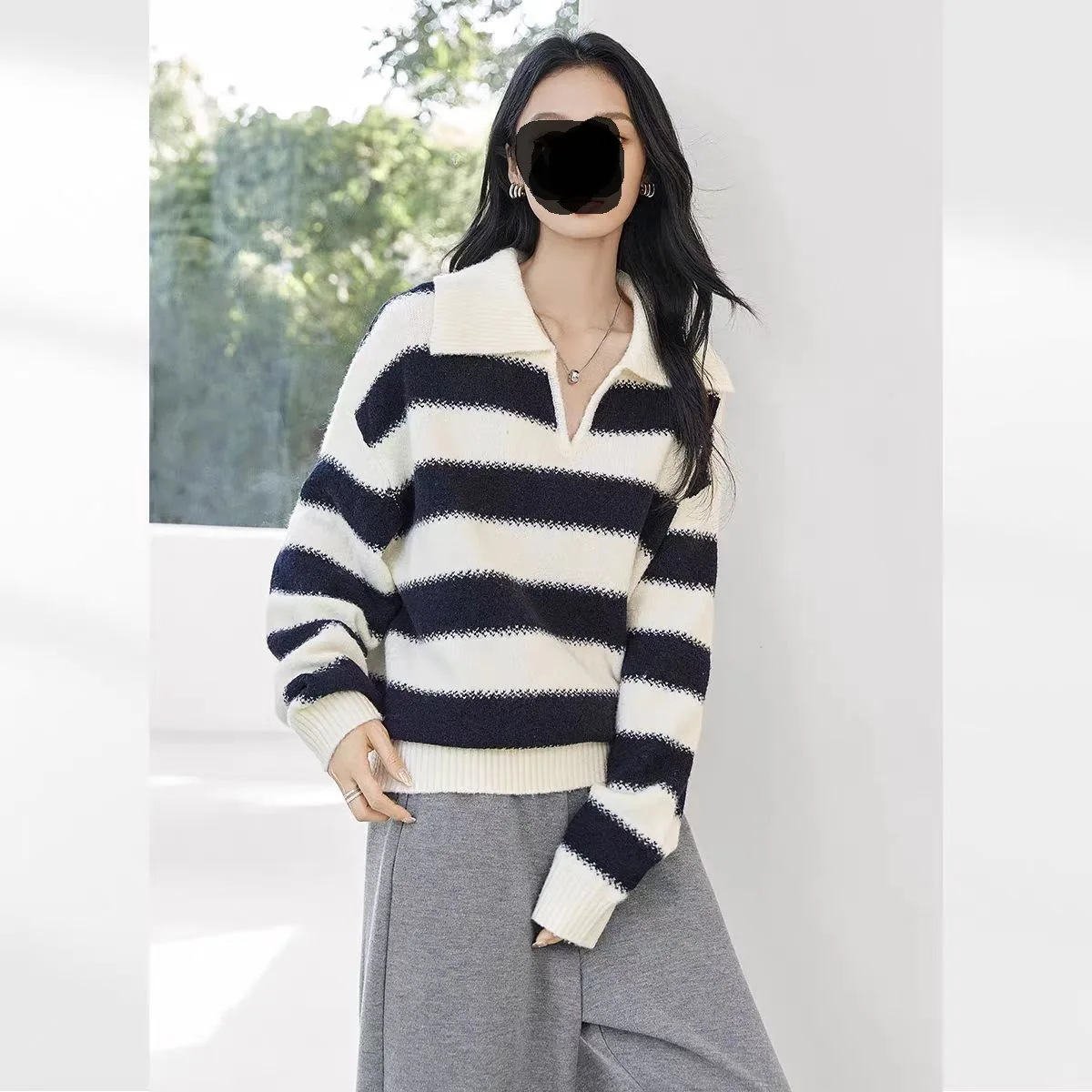 

2025 New Arrival! Women's Color Block Half-Zip Sweater | Oversized Casual Preppy Style Pullover - Best Seller