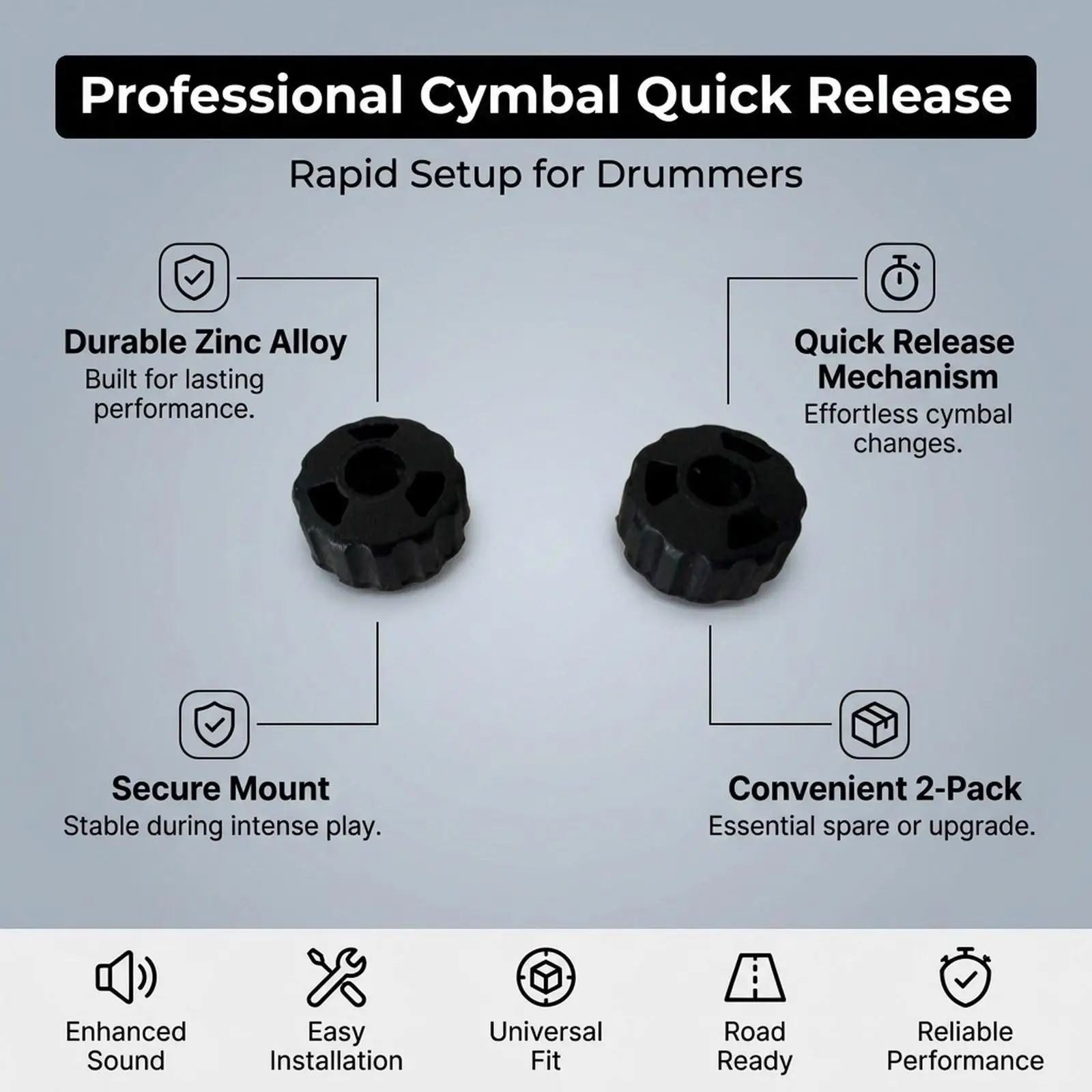 Durable Cymbal Lock Nut Quick Release Cap Plastic Drum Part for Percussion Instruments Drummer Accessories