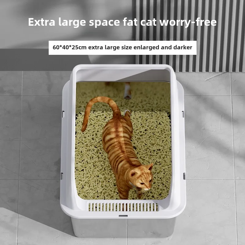 Obudowa kuwety dla kota Stal nierdzewna Otwarta Zapobieganie rozpryskom Miska na piasek dla kotów Produkty toaletowe dla kotów Artykuły do ​​szkolenia toalety dla kotów